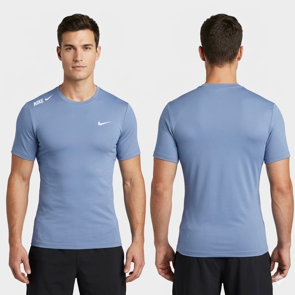 Nike Pro Hypercool Mens Compression Shirt Blue Short Sleeve Training Top‎ Large